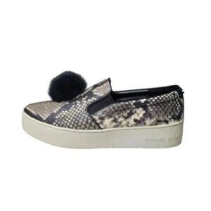 Michael Kors Snakeprint Pom Pom Platform Slip-on Sneakers